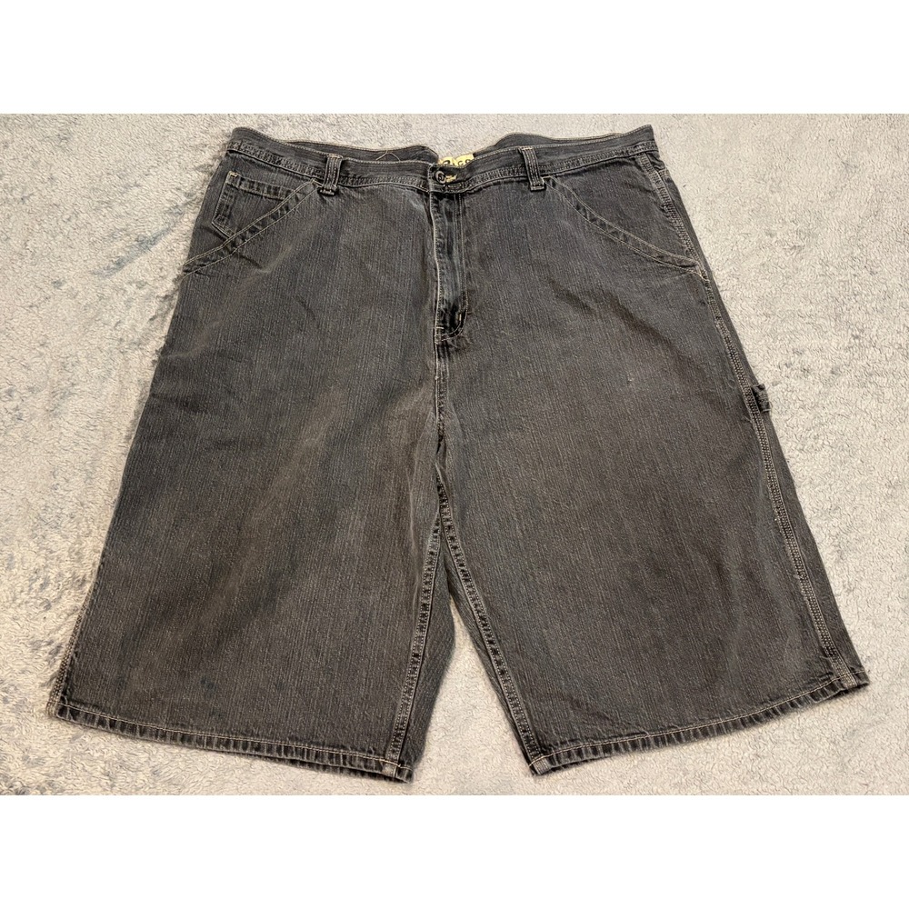Paco Mens Carpenter Denim Shorts Size 42 Faded Black Baggy Skate Y2K 100% Cotton